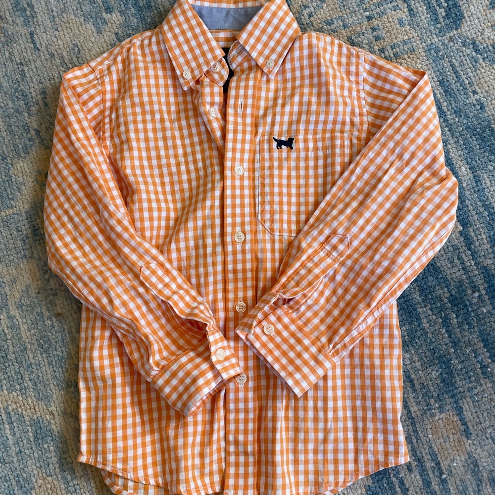 Boys Orange Gingham Button up Size 4